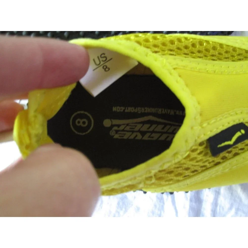 New Wave Runner size 8 toddler aqua water sock slip shoes Yellow Mesh Breathable